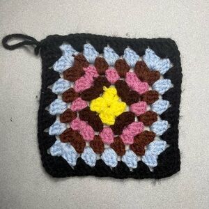 Shades Of Brown Ombré Large 8” Hand Crocheted Granny Square Pot Holder Vintage